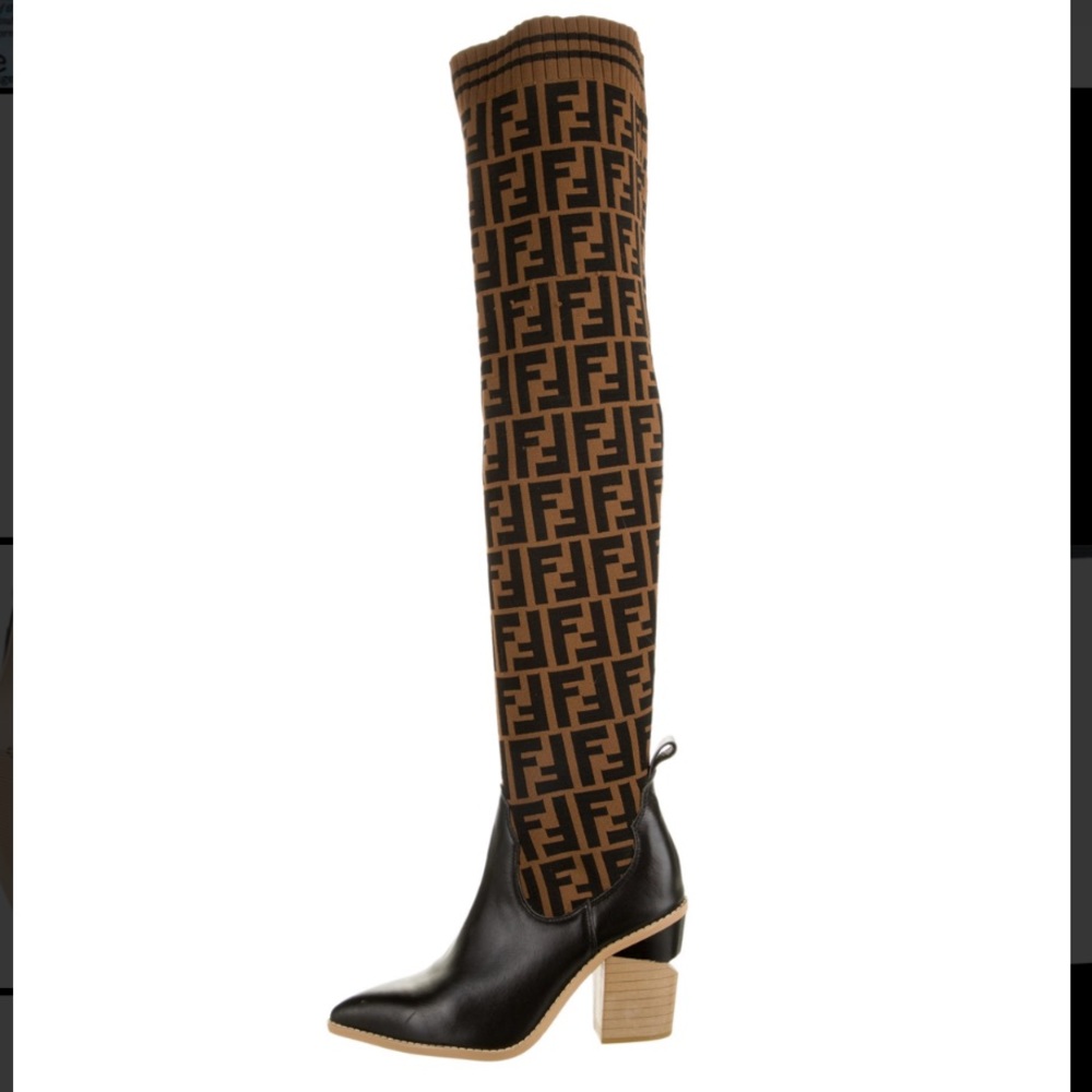 Fendi Zucca Over-The-Knee Boots Spring 2019